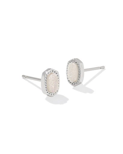 MINI ELLIE STUD EARRINGS SILVER IRIDESCENT DRUSY