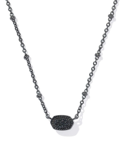 MINI ELISA SATELLITE SHORT PENDANT NECKLACEGUNMETAL BLACK DRUSY
