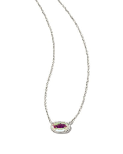 GRAYSON STONE PENDANT NECKLACE SILVER DICHROIC GLASS