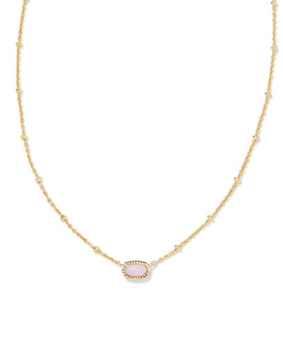 MINI ELISA SATELLITE SHORT PENDANT NECKLACEGOLD PINK OPALITE CRYSTAL