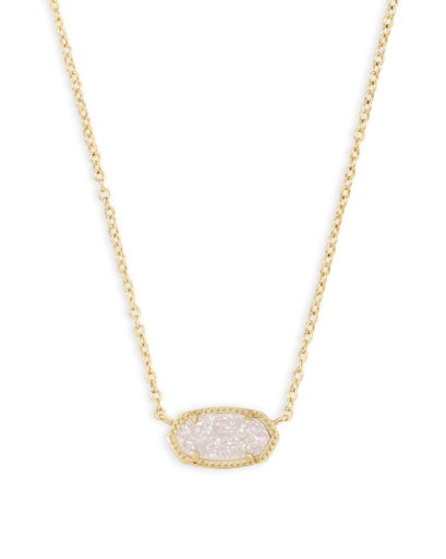 ELISA SHORT PENDANT NECKLACE GOLD IRIDESCENT DRUSY
