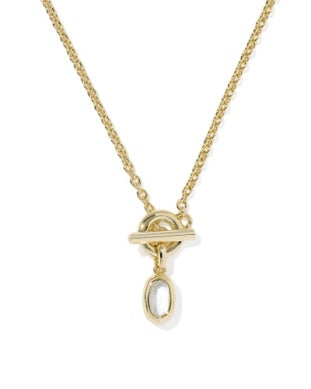 Mini Elisa Toggle Short Pendant Necklace GOLD MOTHER OF PEARL