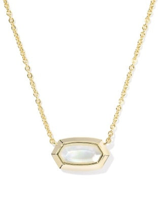 Elisa Bezel Short Pendant Necklace GOLD MOTHER OF PEARL