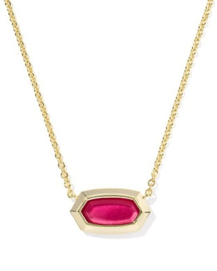Elisa Bezel Short Pendant Necklace RED ILLUSION