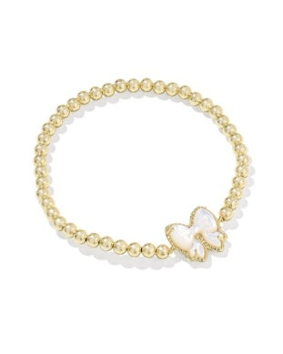 HALEY BOW STRETCH BRACELET GOLD IVORY MOTHER OF PEARL